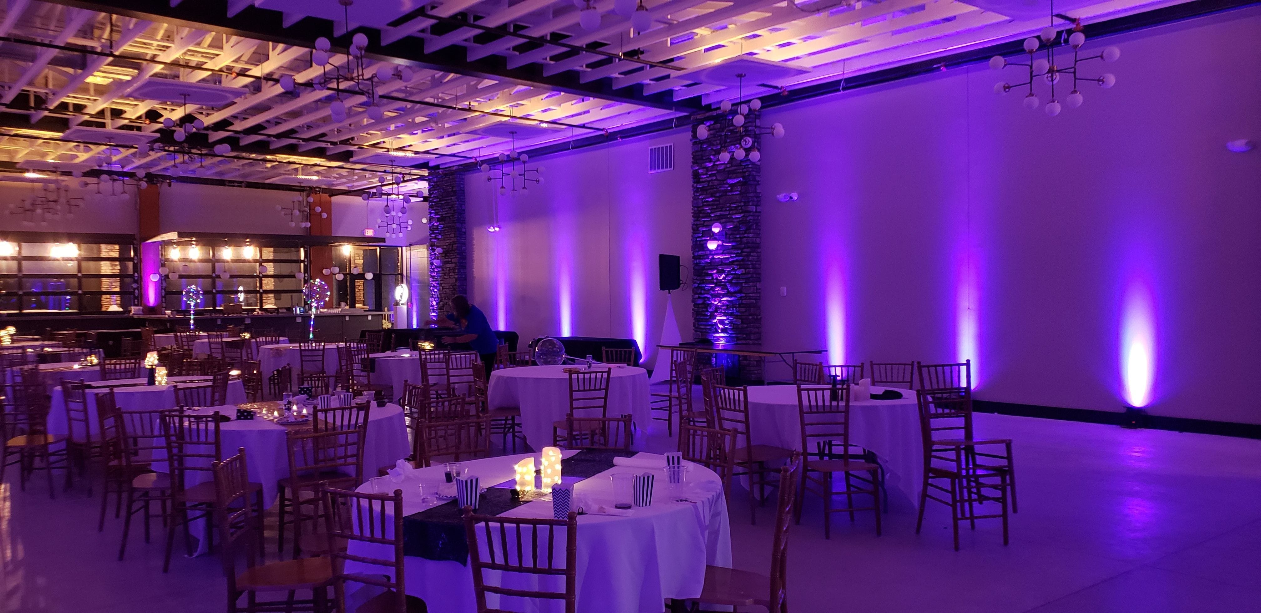 Pike Lake Golf Event Center with purple up lighting by Duluth Event Lighting.