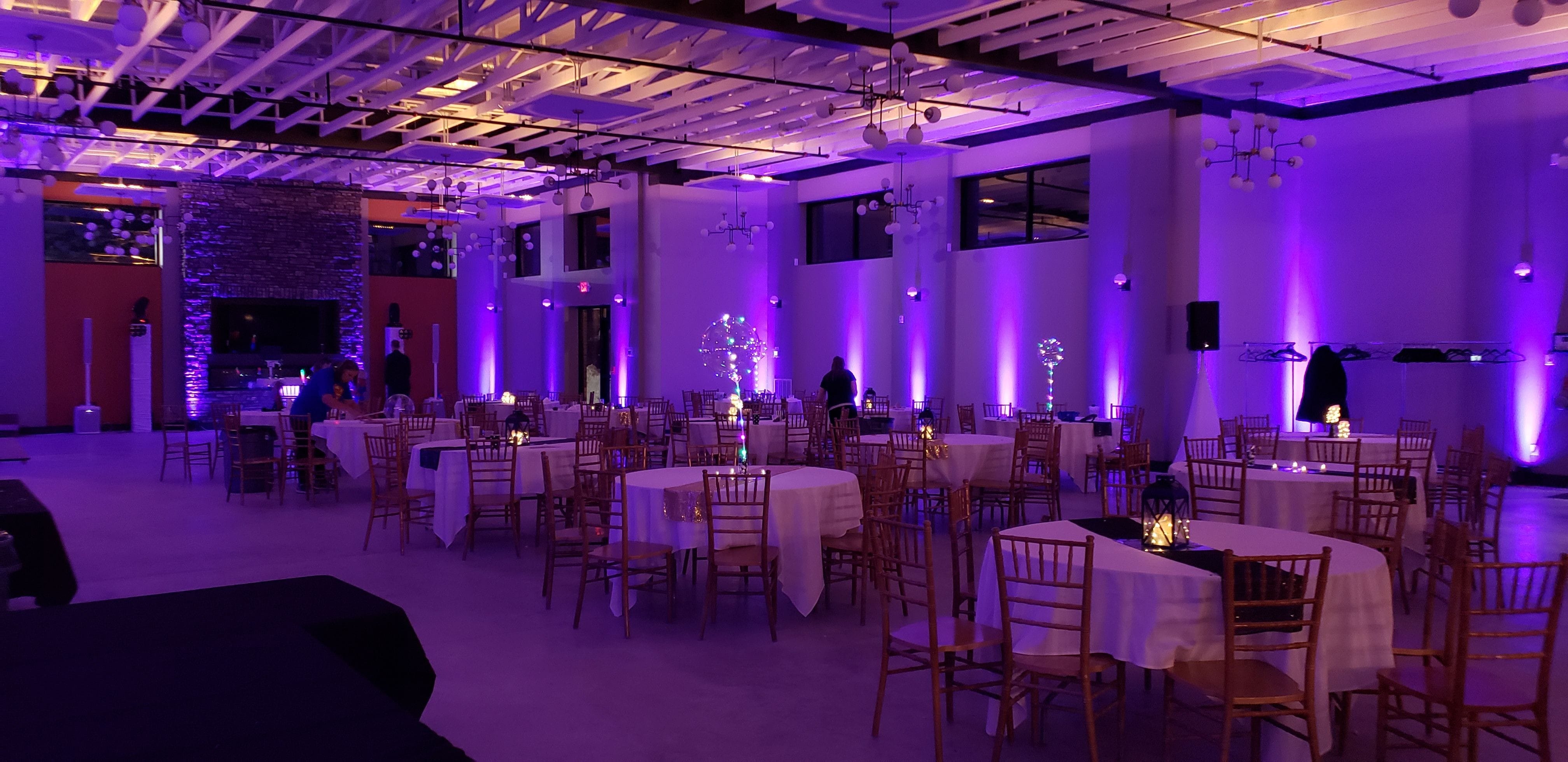 Wedding lighting at the Pike Lake Golf Event Center by Duluth Event Lighting.
