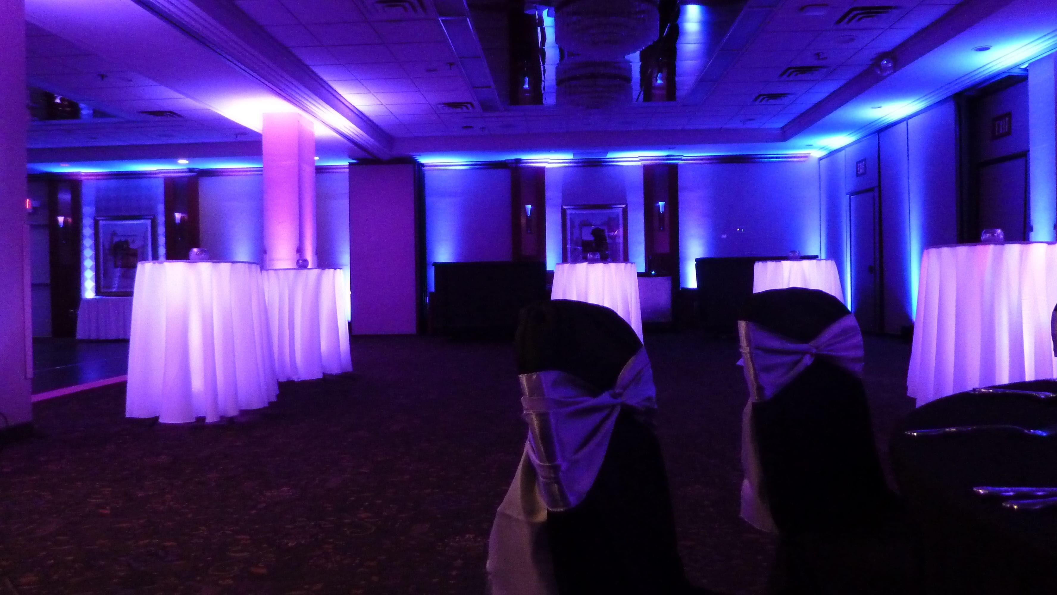 Holiday Inn, Duluth
Great Lakes Ballroom with purple and magenta pink wedding lighting.